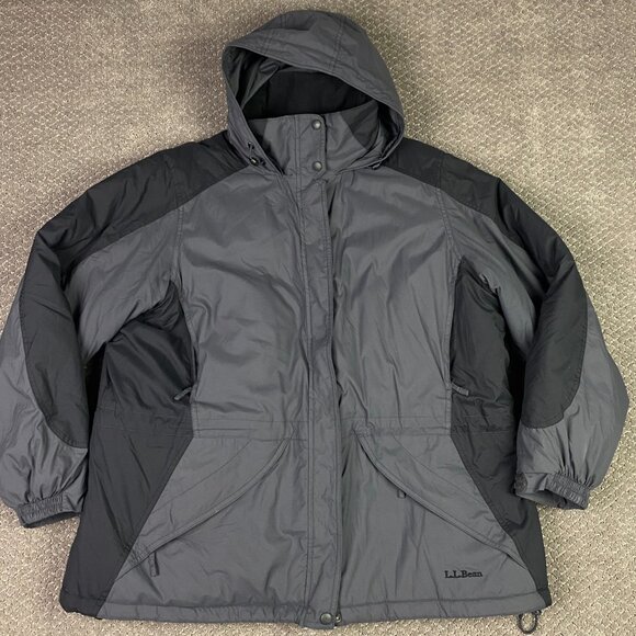 LL Bean Thinsulate Parka Winter Jacket Coat Women's 2X Gray Hooded - Picture 1 of 14